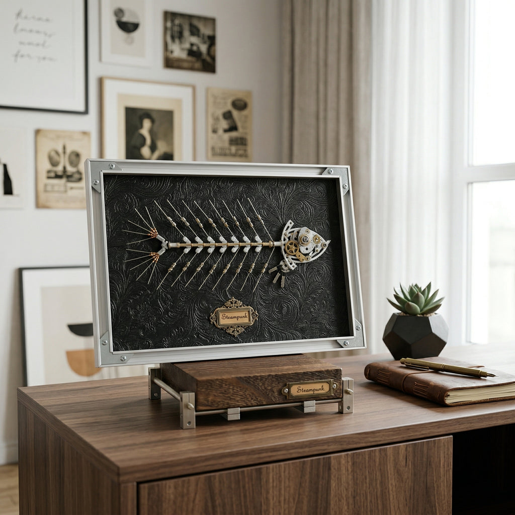 The Leviathan's Relic: Clockwork Fish Bone Specimen