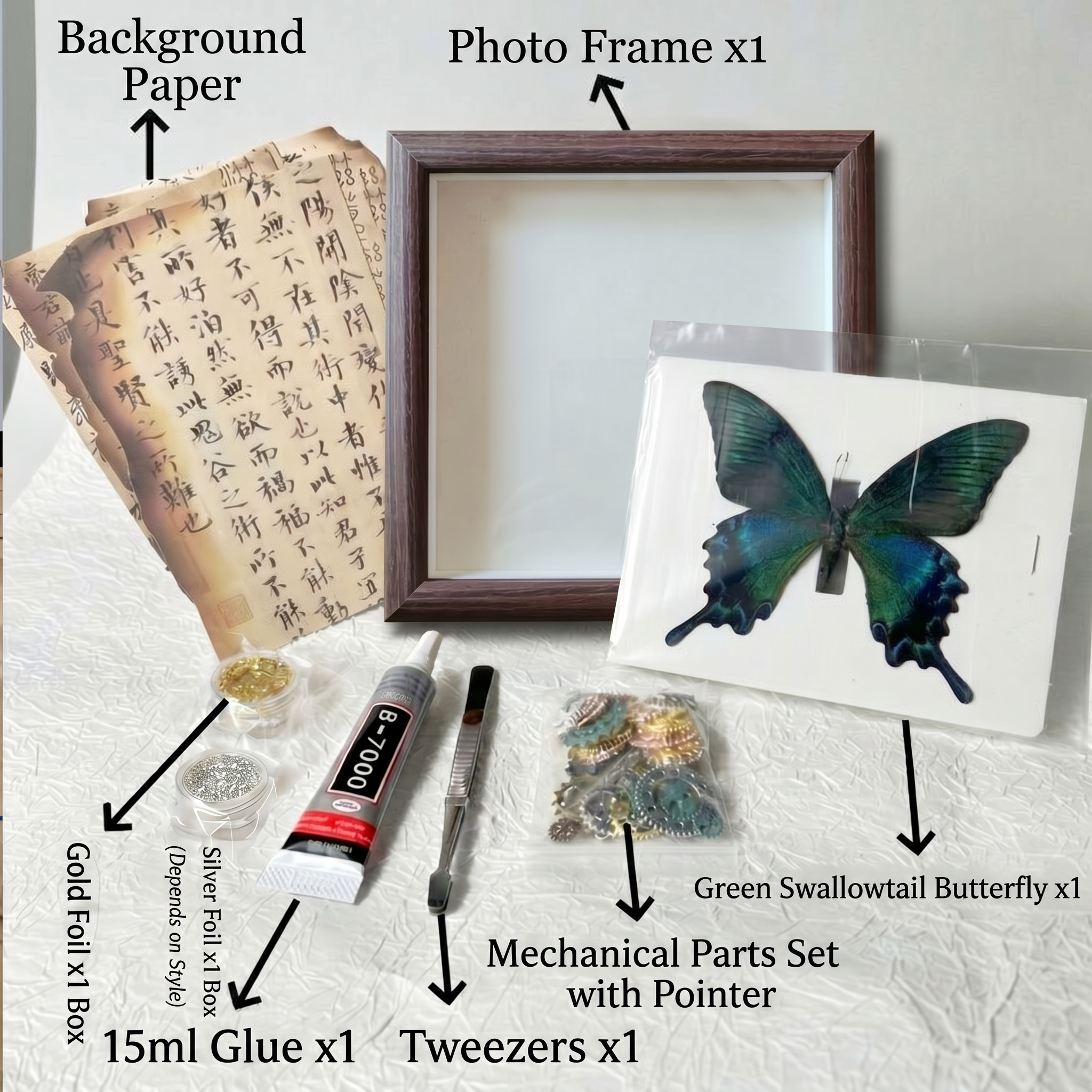DIY Steampunk Green Swallowtail Butterfly Art Kit（self-assembly）